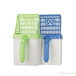 Sturdy And Durable Cat Litter Pets Poop Processor Child Toy Plastic Hollowed Out Grid Snap Button Design green 17xwC1