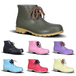 Top 2019 Stivali da pioggia da uomo Assicurazione manodopera bassa Scarpe da minatore Design senza marchio Puntale in acciaio Nero Giallo Rosa Rosso Viola Verde scuro 38-44