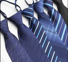 Tie man zipper no need to hit business suit 8cm professional dark blue black one easy to pull the groom wedding lazy