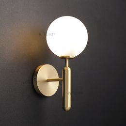 Nordic Water Wave Milk White Glass Wall Lamp Copper Colour Metal Sconce Aisle Foyer Porch Hotel Cafe Bedside Staircase Lighting