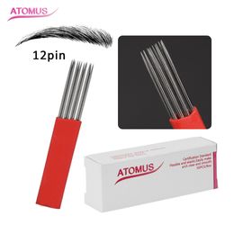 50pcs 12Pin Needles for Eyebrow Tattoo Shading Disposable Permanent Makeup Tool Medical Grade Needle Disposal Microblading Supply