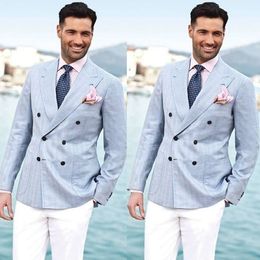 Spring Summer Beach Wedding Tuxedos Mens Designer Jackets Double Breasted Groom Formal Wear Blazer Only One Piece