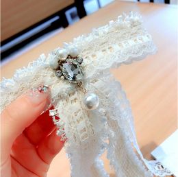 Fashion-new South Korea's Dongdaemun with the bow tie lace collar flower long bow tie needle with Jewellery brooch brooch