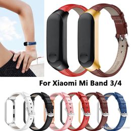 For Xiaomi mi band 3/4 Strap Leather Watch band Replacement For Mi Band 4 wristband watches Straps Smart Accessories