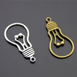 100Pcs light bulb Charms Antique Silver bronze For DIY Charms Pendant Necklace Jewellery Accessories Finding 36x19mm