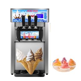 3 Flavours Soft Ice cream machine 1200W Ice cream maker Stainless steel Yoghourt Ice cream 404a/R22