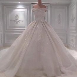 sparkly beaded wedding dresses gorgeous off shoulder tulle ball gowns bridal dress custom made tulle wedding gown vestido de noiva