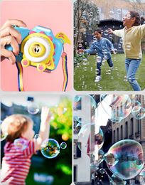 US stock Kids Cute Funny Cartoon Automatic Electric Bubble Machine Blower Handle Battery Powered Outdoor Sports Soap Bubble Maker Toy FY4094