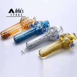 Glass Hand Pipe With Liquid Glycerin Smoking Pipes Tobacco Pyrex Colourful Spoon Christmas Mini Pot Bubbler Labsheady
