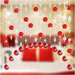 2018 Crystal Glass Rose Bead Curtain Living Room Bedroom Window Door Wedding Decor 3QW0528