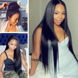 Straight Frontal high Temperature Wire Wigs Brazilian Full Ends Pre Plucked for Black Women