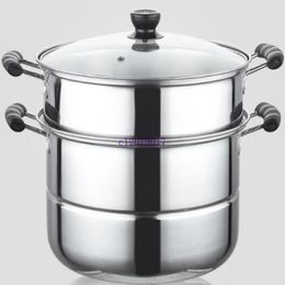 20pcs Stainless steel steamer double layer two layer two layer stainless steel multi-purpose pot steamed soup pot Hot pot