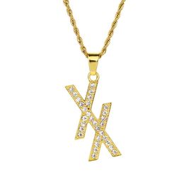 2022 gold gefüllte diamantkreuze Iced aus Anhänger Halskette Gold Silber gefüllt Herren Kreuz Hip Hop Diamant Anhänger Link Kette Schmuck Geschenke