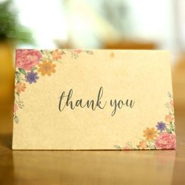 Thank You Cards Kraft Paper Bulk Floral Thank You Party Favour Cards Flowers Card Set Blank on The Inside, with Envelopes