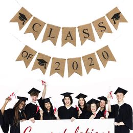 New 2020 Graduation Party Banner Linen Party Hanging Banner Glass For 2020 Graduation Party Decor yq01264