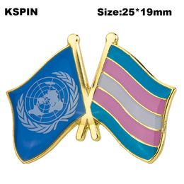 U .N & Transgender pride Friendship Flag Lapel Pin Flag Badge Lapel Pins Badges Brooch XY0582