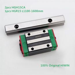 1pcs Original New HIWIN HGR15-1100mm/1200mm/1300mm/1400mm/1500mm/1600mm linear rail+2pcs HGH15CA linear narrow blocks for cnc router parts