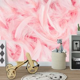 Carta da parati di formato personalizzato 3D bella rosa fenicottero piuma pittura parete carta da parete soggiorno camera da letto sfondo muro home decor