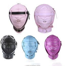 Faux Leather Gimp Hood Head Mask Blindfold Slave Rolyplay Headgear Full Blinded #R45