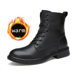 Winter Genuine leather Ankle Men Boots snow Shoes fur plush classic Warm Male Casual Boot Sneakers Footwear