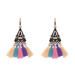 5 Colors Ethnic Cotton Fringe Tassel Drop Earrings for Women Boho Wedding for Women Jewelry Gift