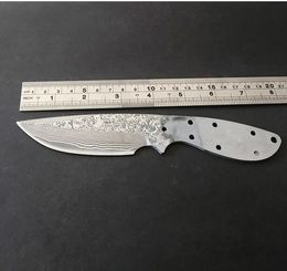 1Pcs New DIY VG10 Damascus Steel Blade Drop Point Knifes' Blades Full Tang Stainless Steel Handle H2100