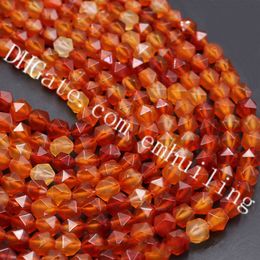 10 Full Strands Star Cut Faceted Genuine Carnelian Gemstone Diamond Beads Wholesale Natural Red Agate Nugget Loose Beads 6mm 8mm 10mm 12mm