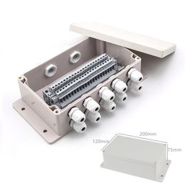 Surface Mount Plastic Junction Box Waterproof with UK2.5B Terminal Blocks 200x120x75mm