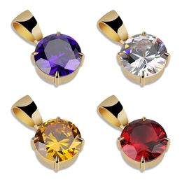 Hip Hop Jewellery Clear Zircon Pendant Necklace Gold Silver Rose Gold Plated Dig Diamond for Men Women