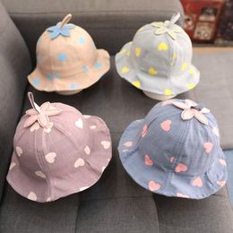 New Infant Baby Heart Cotton Hats Kids Copter Bucket Hat Boys Girls Sunhat Children Sun Hat Caps 15238