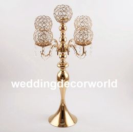 5 arm Crystal Candle Holder Wedding Candelabra Centerpieces Center Table Candlesticks Party Decor Lantern stand Silver/Gold home decor801