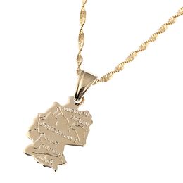 Gold Plated Map of Deutschland Necklace Pendants Map of Germany Jewelry Necklace