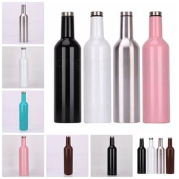 750ml 304 Stainless Steel Insulated Double Walled Wine Bottle Vacuum Flask Hip Flask Beer Wine Growler For Outdoor SEA SHIPPING RRA2156