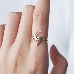 Custom Delicate Baby Name Adjustable Ring Personalized Wedding Dates Stacking Rings For Women Men Family Jewelry Anillos Mujer