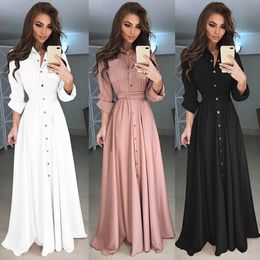 Top Fashion Women cardigan pocket long Sleeve Dress Buttons Down Roll Up Long Shirt Dresses Casual Dress Robe Femme Vestido Plus 5XL