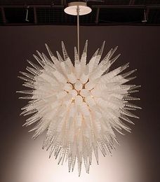 Speaial White Chandeliers Lights LED Pendant Lamps Spear Design Murano Hand Blown Glass Ceiling Chandelier for Home Decor