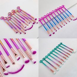 10 pcs colorful Tricolor Gradient Cosmetic Brush Set Heart Shape Handle Makeup Brushes beauty makeup tools