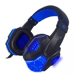 3.5mm USB Wired Gaming Headband Headphone with LED Light Surround Stereo Headset for XBOX PS4 Game Console Computer - Red
