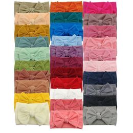 Solid Nylon Headband Bow Headbands Kids Girls Very Soft Turban Head Wrap Children Hair Accessories 30pcs/Lot 31 Colour U Choose