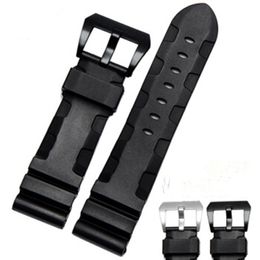 Rubber Band For Panerai Watch Silicone Strap Wrist Watchbands Black 24/26mm