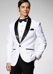 Cheap And Fine One Button Groomsmen Shawl Lapel Groom Tuxedos Men Suits Wedding/Prom/Dinner Best Man Blazer(Jacket+Pants+Tie) A155