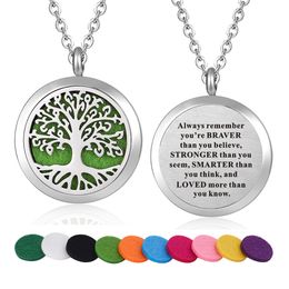 30mm Stainless Steel Tree of Life Design Aroma Therapy Aromatherapy Essential Oil Diffuser Necklace Locket Pendant Jewellery
