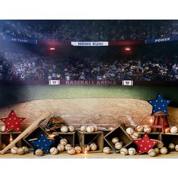 Baby Boy Kids Baseball Arena Photography Studio Backgrounds Printed Red and Blue Stars Newborn Photo Shoot Backdrop