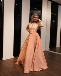 Champagne Evening Dresses Long Deep Neck 2019 New Listing A-Line Chiffon Floor Length Yousef Aljasmi Prom Party Formal Gowns