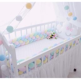 300CM length baby crib Protector knot Baby Bed Bumper Weaving Plush Crib cushion For Newborns four tied rope bed bumper