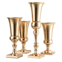 Latest design Cheap big tall floral wedding Centrepieces gold metal stand for sale senyu0001