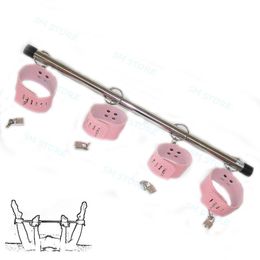 Bondage Restriant Faux Leather Wrist Ankle Cuffs Spreader Bar Handcuff Harness Set Slave AU54