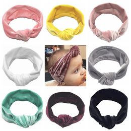 Baby Headbands Gold Velvet Wide Turban Knot Hair Band Solid Infant Headwear Baby Girls Hair Accessories 11 Colors 120pcs