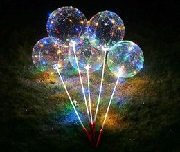 BOBO Balloon With Stick 3 Metres Luminous LED Light Up Transparent Balloons With Pole Stick For Party Decorations Fedex Free