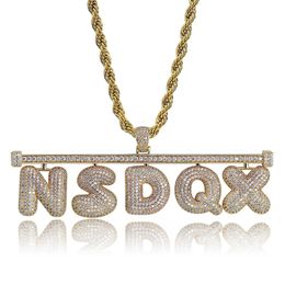 Hotsale DIY Custom Name Necklace Ice Out Bubble Letter Pendant Necklace Men's Rock Street Necklace Dice Letter with Rope Chain